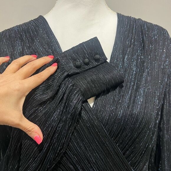 NWT The Kooples NAVY BLUE METALLIC JERSEY SHORT DRESS womens size 8 - Picture 11 of 16